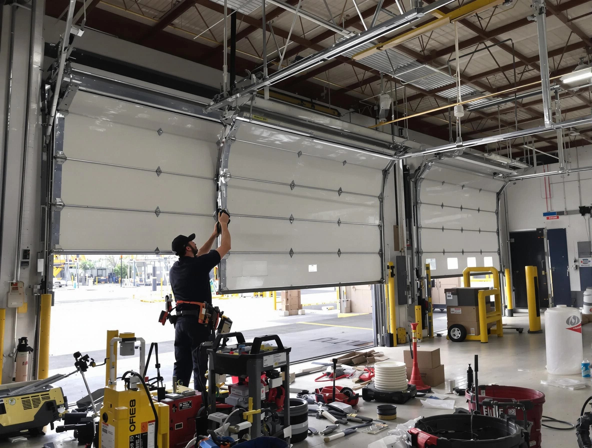 Queen Creek Garage Door Repair technician performing commercial garage door repair in Queen Creek