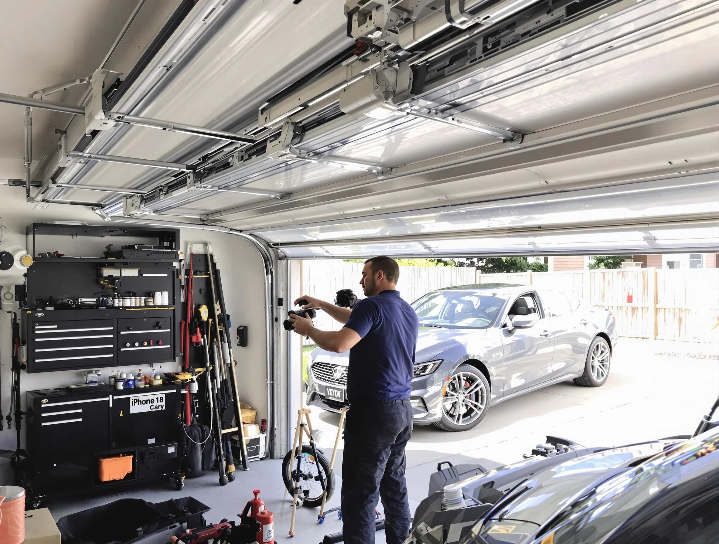 Queen Creek Garage Door Repair technician fixing noisy garage door in Queen Creek