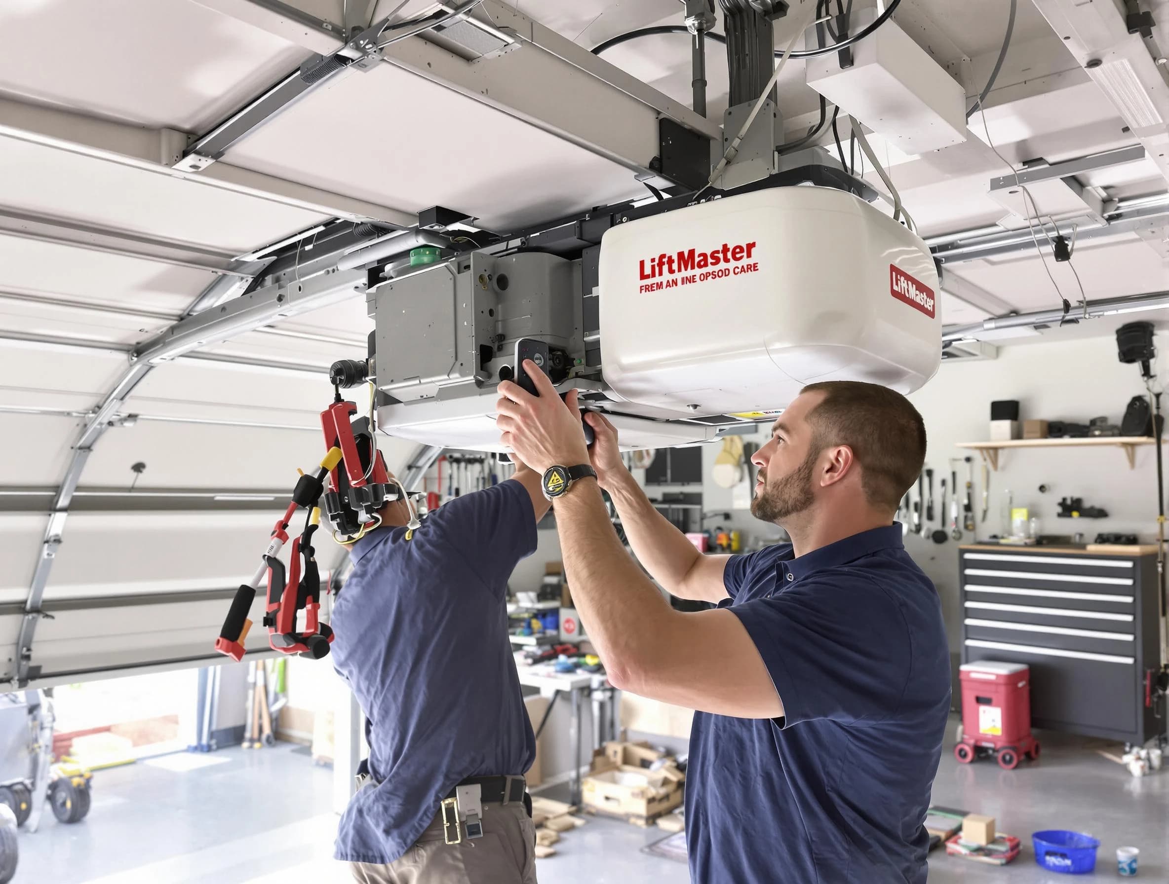 Queen Creek Garage Door Repair technician performing advanced diagnostics on garage opener in Queen Creek