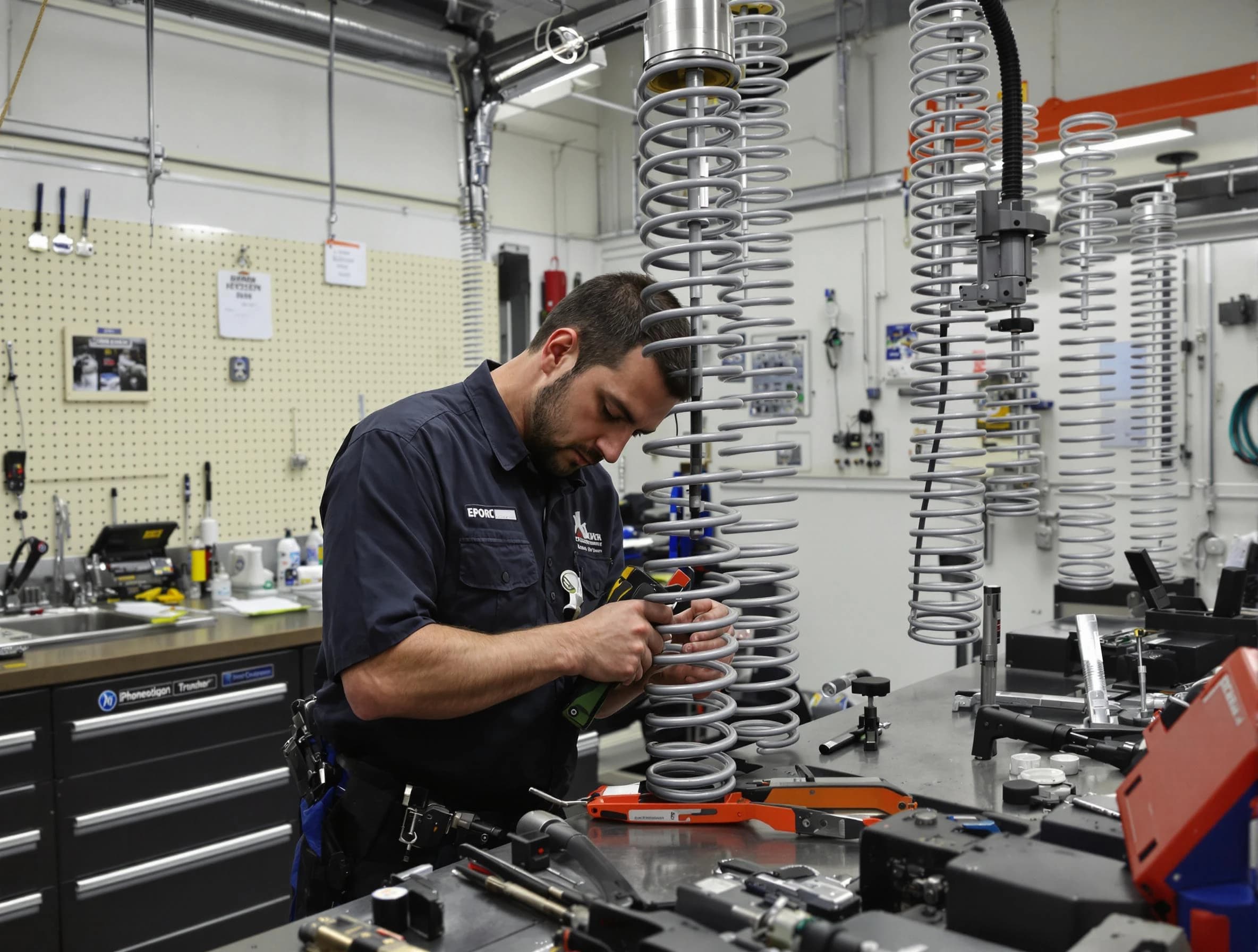 Queen Creek Garage Door Repair technician performing spring repair in Queen Creek